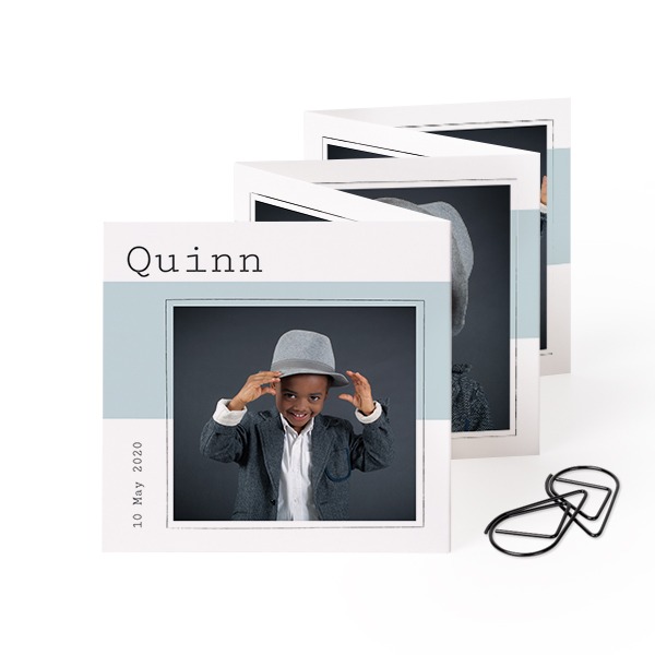 Fold out photo card Square Black paperclip - set of 12 (8 x 8 cm)