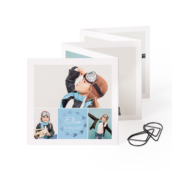 Carte portfolio carrée - trombone noir (lot de 12) (8 x 8 cm)