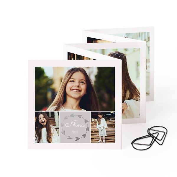 Carte portfolio carrée - trombone noir (lot de 12) (8 x 8 cm)