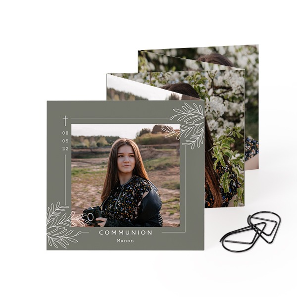 Fold out photo card Square Black paperclip - set of 12 (8 x 8 cm)