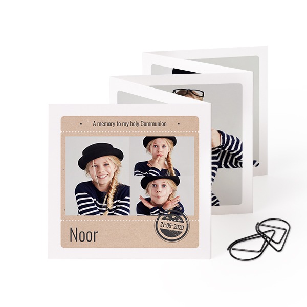 Carte portfolio carrée - trombone noir (lot de 12) (8 x 8 cm)