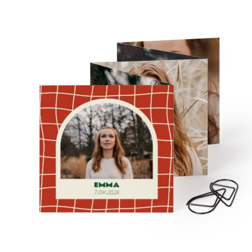 Fold out photo card Square Black paperclip - set of 12 (8 x 8 cm)