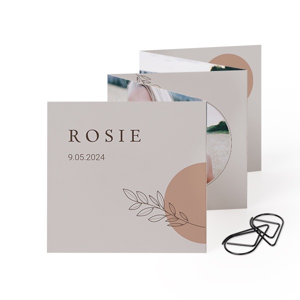 Fold out photo card Square Black paperclip - set of 12 (8 x 8 cm)