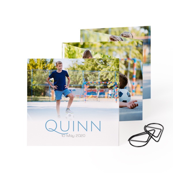 Fold out photo card Square Black paperclip - set of 12 (8 x 8 cm)