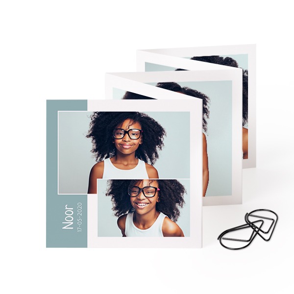 Fold out photo card Square Black paperclip - set of 12 (8 x 8 cm)