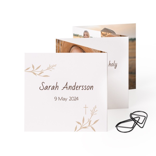 Fold out photo card Square Black paperclip - set of 12 (8 x 8 cm)