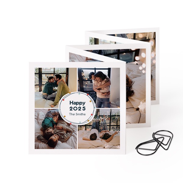 Fold out photo card Square Black paperclip - set of 12 (8 x 8 cm)