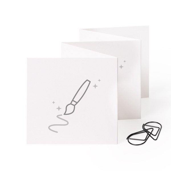 Fold out photo card Square Black paperclip - set of 12 (8 x 8 cm)