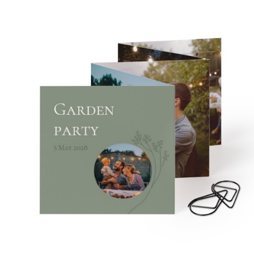 Fold out photo card Square Black paperclip - set of 12 (8 x 8 cm)