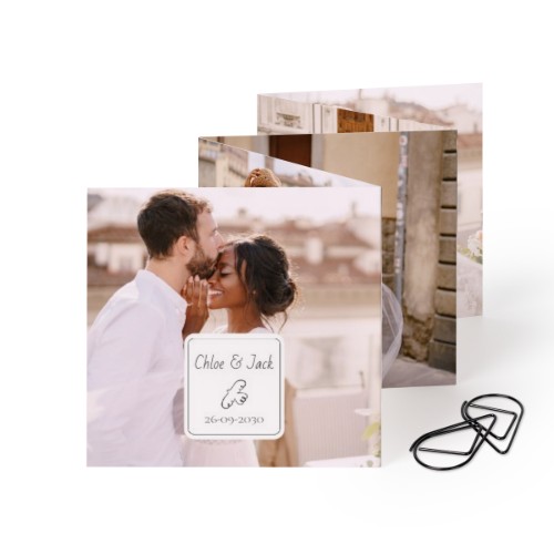 Fold out photo card Square Black paperclip - set of 12 (8 x 8 cm)