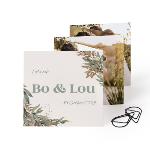 Fold out photo card Square Black paperclip - set of 12 (8 x 8 cm)