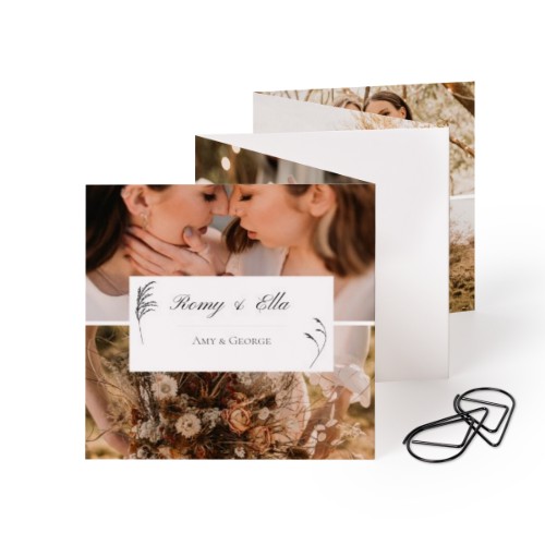 Fold out photo card Square Black paperclip - set of 12 (8 x 8 cm)