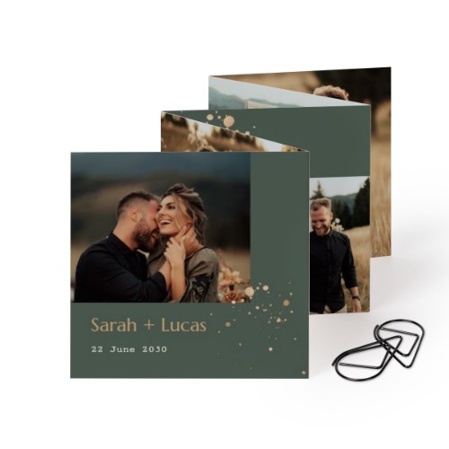Fold out photo card Square Black paperclip - set of 12 (8 x 8 cm)