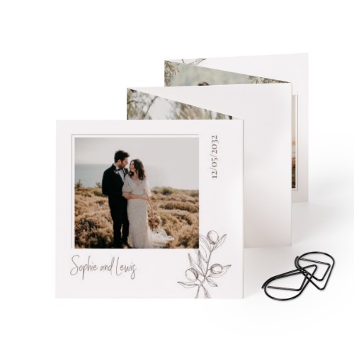 Fold out photo card Square Black paperclip - set of 12 (8 x 8 cm)