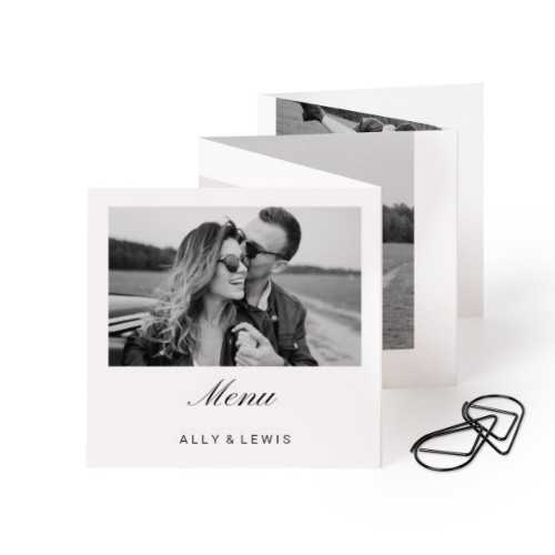 Zigzag fotokaartje Vierkant Zwarte Paperclip - Set van 12 (8 x 8 cm)