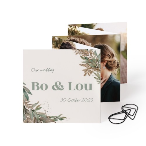 Fold out photo card Square Black paperclip - set of 12 (8 x 8 cm)