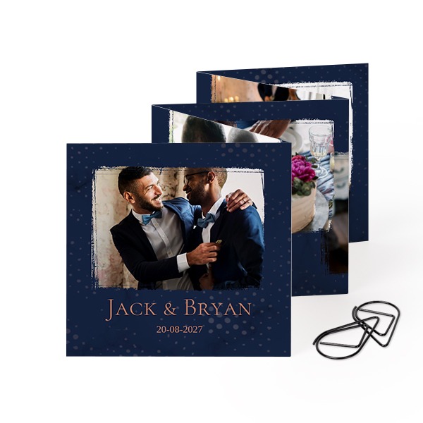 Fold out photo card Square Black paperclip - set of 12 (8 x 8 cm)
