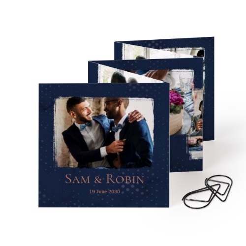 Fold out photo card Square Black paperclip - set of 12 (8 x 8 cm)
