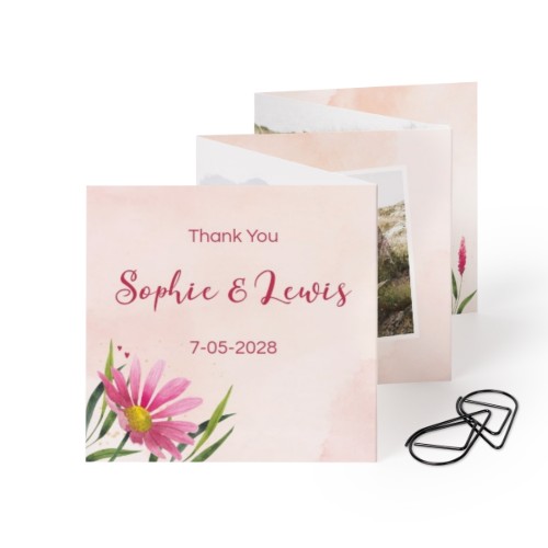 Fold out photo card Square Black paperclip - set of 12 (8 x 8 cm)