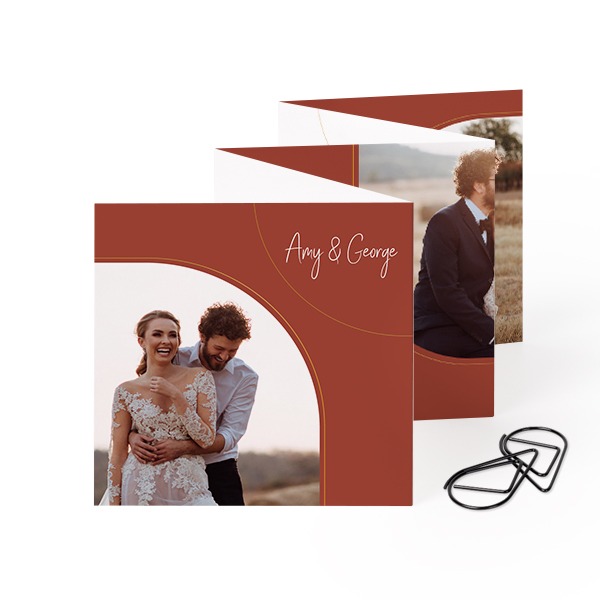 Fold out photo card Square Black paperclip - set of 12 (8 x 8 cm)