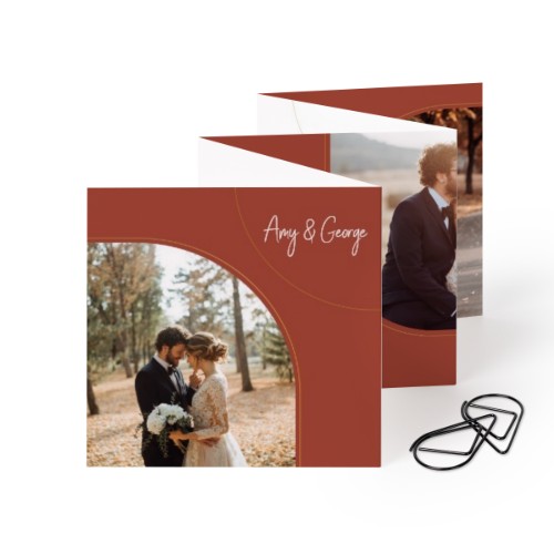 Fold out photo card Square Black paperclip - set of 12 (8 x 8 cm)