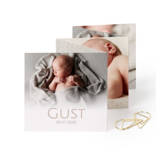Fold out photo card Square Gold paperclip - set of 12 (8 x 8 cm)