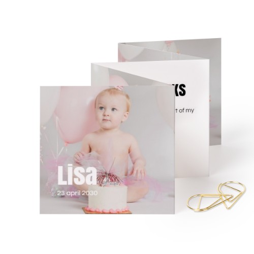 Fold out photo card Square Gold paperclip - set of 12 (8 x 8 cm) Fold out photo card Square Gold paperclip - set of 12 (8 x 8 cm)