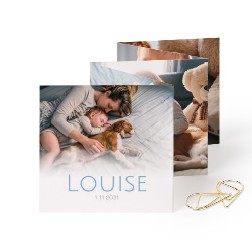 Fold out photo card Square Gold paperclip - set of 12 (8 x 8 cm)