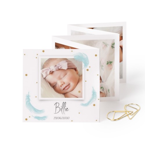 Fold out photo card Square Gold paperclip - set of 12 (8 x 8 cm)