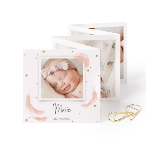 Carte portfolio carrée - trombone doré (lot de 12) (8 x 8 cm)