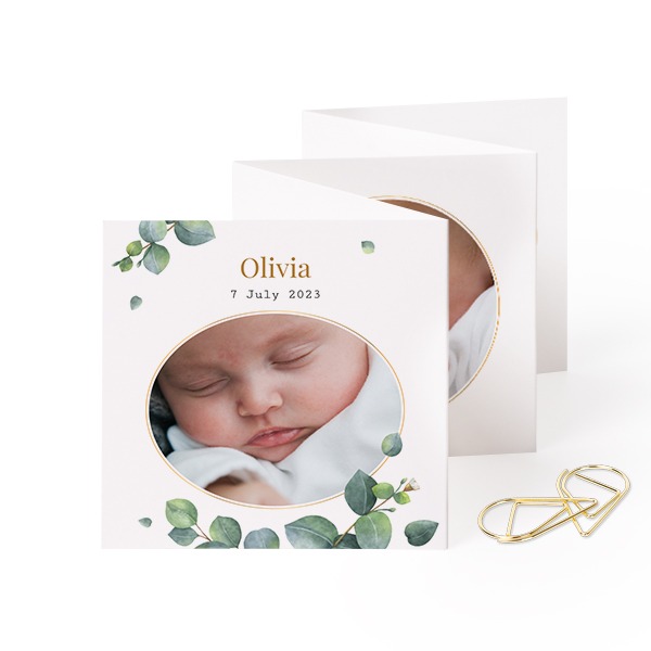 Fold out photo card Square Gold paperclip - set of 12 (8 x 8 cm)
