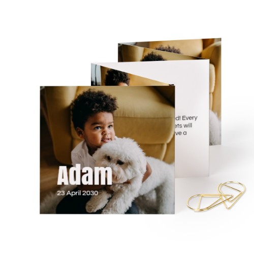 Fold out photo card Square Gold paperclip - set of 12 (8 x 8 cm)