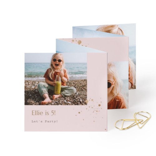 Zigzag fotokaartje Vierkant Gouden Paperclip - Set van 12 (8 x 8 cm)