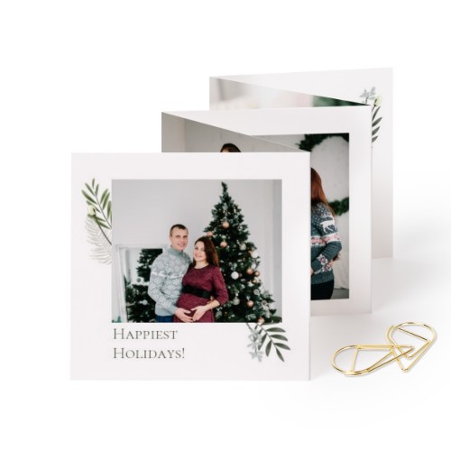 Fold out photo card Square Gold paperclip - set of 12 (8 x 8 cm)