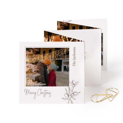 Carte portfolio carrée - trombone doré (lot de 12) (8 x 8 cm)