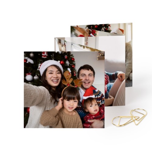 Grusskarte 10-seitig mit goldfarbene Klammern - 12 Stk. (8 x 8 cm)