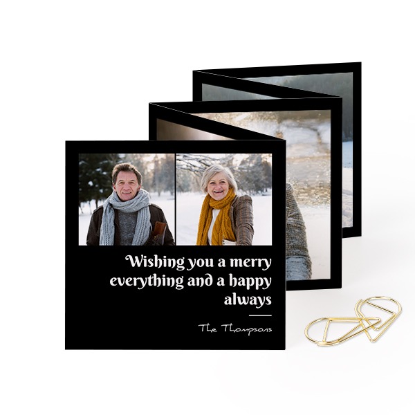 Carte portfolio carrée - trombone doré (lot de 12) (8 x 8 cm)