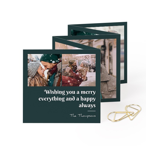 Fold out photo card Square Gold paperclip - set of 12 (8 x 8 cm)