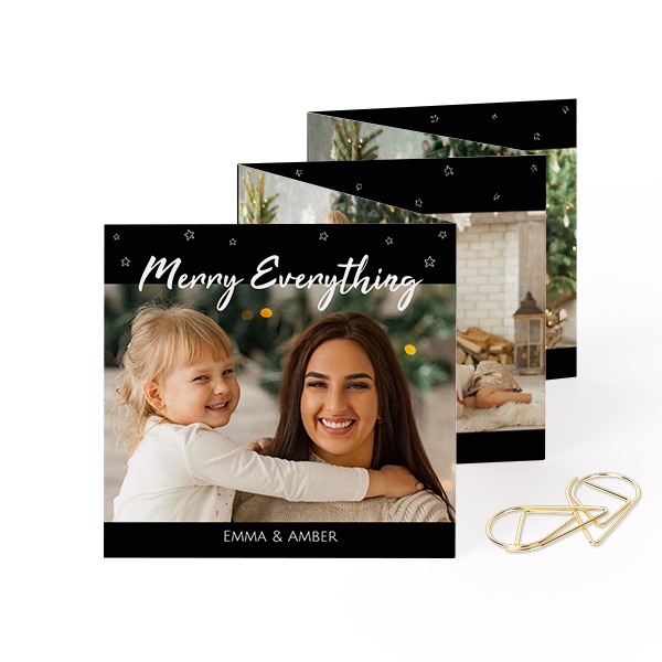 Fold out photo card Square Gold paperclip - set of 12 (8 x 8 cm) Fold out photo card Square Gold paperclip - set of 12 (8 x 8 cm)
