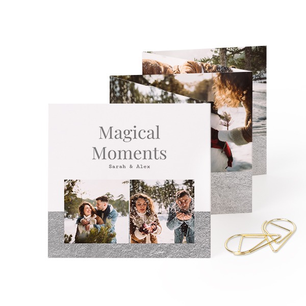 Fold out photo card Square Gold paperclip - set of 12 (8 x 8 cm) Fold out photo card Square Gold paperclip - set of 12 (8 x 8 cm)