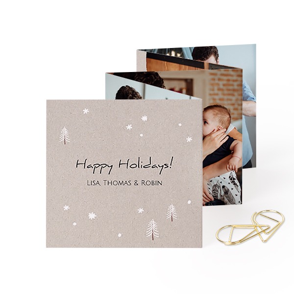 Zigzag fotokaartje Vierkant Gouden Paperclip - Set van 12 (8 x 8 cm)