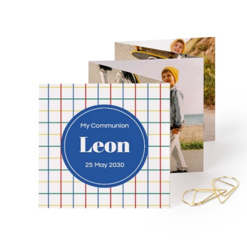 Fold out photo card Square Gold paperclip - set of 12 (8 x 8 cm)
