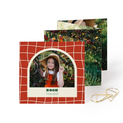 Carte portfolio carrée - trombone doré (lot de 12) (8 x 8 cm)