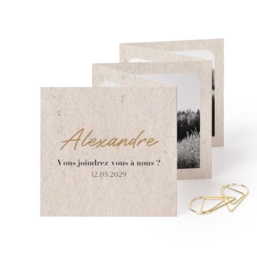 Carte portfolio carrée - trombone doré (lot de 12) (8 x 8 cm) Carte portfolio carrée - trombone doré (lot de 12) (8 x 8 cm)