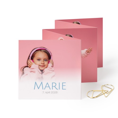 Fold out photo card Square Gold paperclip - set of 12 (8 x 8 cm)