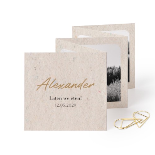 Portfoliokaart Vierkant Gouden Paperclip (set van 12) (8 x 8 cm)