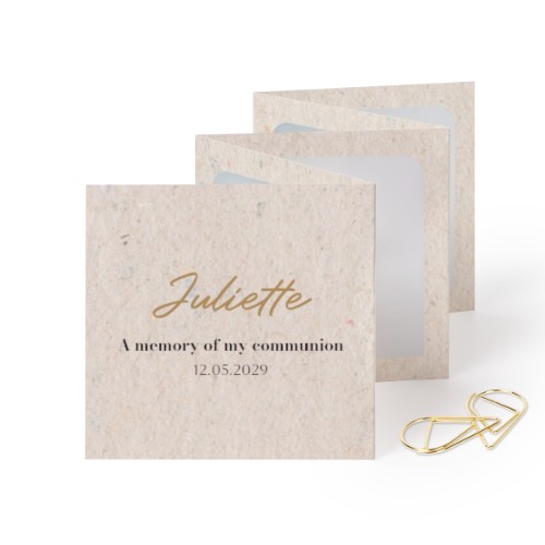 Fold out photo card Square Gold paperclip - set of 12 (8 x 8 cm)