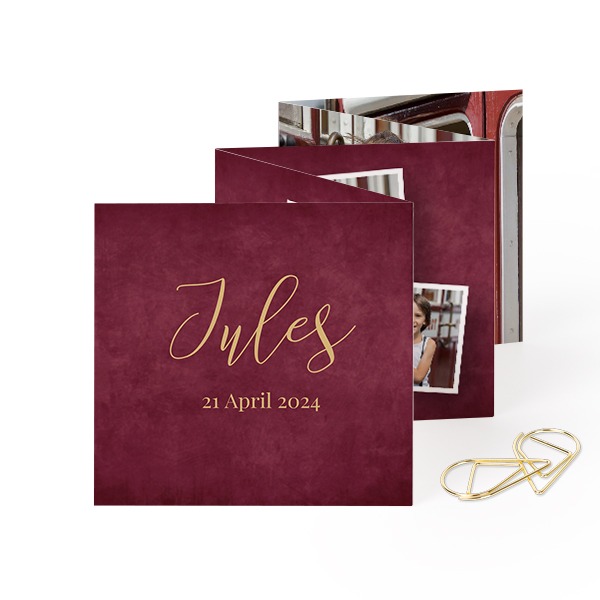 Fotokort 10 sider Kvadrat Guldfarvet klips - 12 stk (8 x 8 cm)