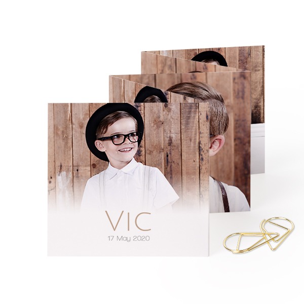 Fotokort 10 sider Firkant med Gullfarget klips - 12 stk (8 x 8 cm)