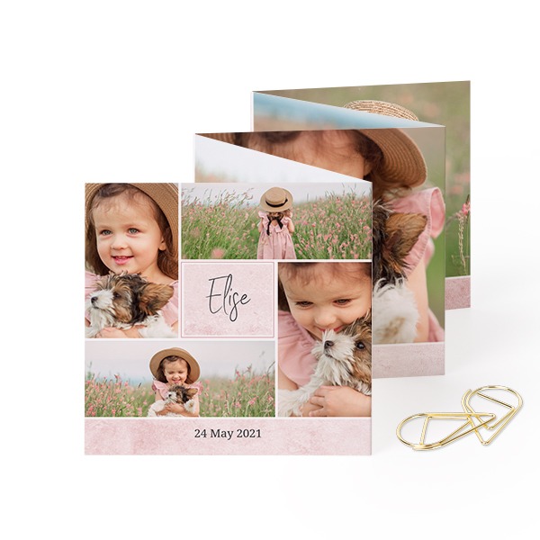 Zigzag fotokaartje Vierkant Gouden Paperclip - Set van 12 (8 x 8 cm)